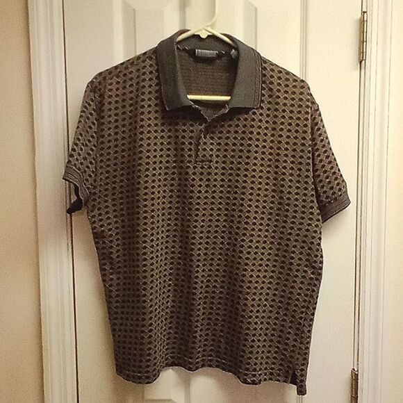 Men's KNIGHTSBRIDGE SIZE L  SHIRT. BROWN/TAN for main. Black AND GRAY ON CUFFS - Picture 1 of 9